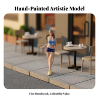 Diorama People Miniature Dynamic Poses 1/64 Scale Man Figure Detail Scarf Uncle Model for Collectors, Sand Table Models, Desktop Decoration