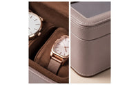 Watch Box with Window PU Leather 2-Slot Watch Box Storage Holder Compact Portable for Travelers, Dresser, Nightstand