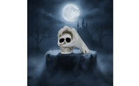 Cranium with Spectral Hand Halloween Cranium Ornament Small Decorations for Goths, Party Hosts, Spooky House, Office Desk