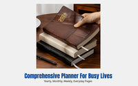 Schedule Planner Notebook, 2026 Full Year Agenda, Customizable, Vintage Soft Leather Cover, Work Log, Compact Size