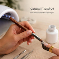 Professional Japanese Style Short Square Round Gel Nail Brush with Sandalwood Handle