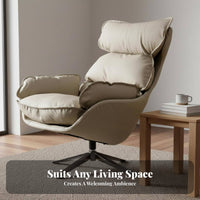 Modern Design Upholstered Swivel Armchair Soft Upholstery Lounge Chair Ergonomic Design Indoor Furniture High Back Support for Readers, Adults, Homeowners, Living Room, Balcony, Reading Nook, Bedroom