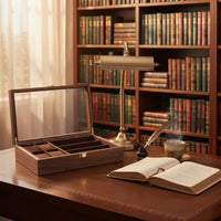 4 Compartment Watch 3 Compartment Glasses Holder Multi-Functional Compartments Wooden Watch and Glasses Box Walnut Wood Jewelry