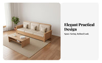Ash Wood Sofa Double-Sided-Use Cushions Solid Wood Storage Sofa Modular Design Modern Wooden Frame Couch for Apartment Dwellers, Families