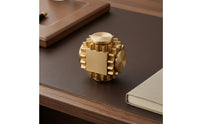 Brass Cube Toy Precision-Cut Gear Band Cube Polished Gear Linkage Rotator