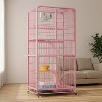 Cat Cage Pastel Metal Wire Cat Kennel with Hammock Pet Housing