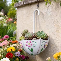 Umbrella Shaped Wall Hanging Planter Outdoor Umbrella Planter Rustic for Patio