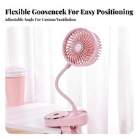Quiet Operation Attach-on Fan 3 Wind Speeds Clip on Fan Portable Design for Office Workers, Travelers, Dormitory, Bedroom, Camping