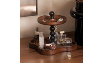 Decorative Wooden Tray with Two Tiers Rustic Two-Tier Tray Compact Tiered Storage Stand Smooth for Dresser