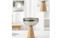 Fruit Bowl with Pedestal Base Stainless Steel Fruit Bowl with Wooden Base Reflective for Kitchen Counter