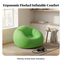 Includes Foot Pump Flocked Inflatable Sofa Foldable Single Person Air Lounger Easy Storage Portable Inflatable Sofa Quick Inflation for Travelers, Students, Living Room, Bedroom, Travel, Outdoor