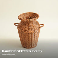 Imitation Rattan Vase Long-Lasting Woven Flower Vase Handmade Wicker Design Basket Easy to Clean Desktop Flower Holder