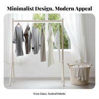 complimentarystanding Single-Rod Clothes Stand Cream and design Garment Rack Minimalist Design Clothing Organizer Space-Saving for Children, homeowners, Bedroom, Bedside, Entrymethod, Dorm Room