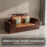 Modern Chinese design Multi-Functional Sofa with Storage two-seasonSeason Comfort Wooden Sofa with Storage Drawers sturdy Wood Frame Living Room Furniture Minimalist Design for Apartment Dwellers, Families, Homeowners, Lounge Area, Reception Hall