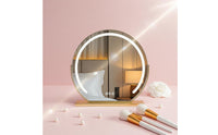 Desktop Vanity Mirror with LED Lights, Large Makeup Mirror, Press Control, Nordic