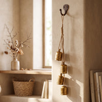 Cylindrical Bell Vintage-Style Bell with Rope Hanger Rustic Ornament for Christmas Tree, Wreath
