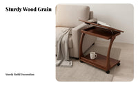 Multi-Functional C-Shaped Rolling Table with Storage Mobile Design C-Shaped Couch Table Space-Saving Household Furniture Lockable Wheels for Apartment Dwellers, Telecommuter Workers, Homeowners, Living Room, Bedroom, Small Areas, Home Office
