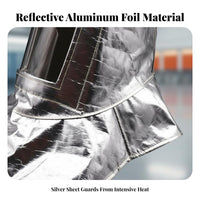 Aluminized Cape Hood with Visor Fireproof welder's Hood with Neck Drape Full Coverage Design Heat Resistant protective headgeargear Cover for individuals, Foundries, Steel Mills