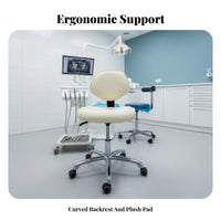 Adjustable Height Wheeled Saddle Stool effortless Rolling casters Wheeled Saddle Seat with supportrest Ergonomic Design rotating Chair Thick Padded padding for Beauticians Artists, Nail Technicians, cosmetics studio, laboratoryoratory, Workshop