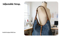 Korean Design Large Capacity Denim Tote Versatile Design Denim Shoulder Bag Lightweight for Commuters, Students, Commuting, Daily Use