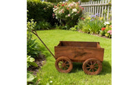 Weathered Wheelbarrow Planter Rustic Vintage Cart Flower Pot Weathered Finish Iron Plant Wagon for Patio