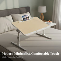 Cup Indentation Adjustable Bed Desk Tablet Slot Foldable Bed Table Ergonomic Design Foldable Laptop Table for Students, Adults, Telecommuting Workers, Bedroom, Dorm Room, Home Office, Floor