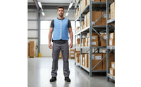 White Edging Blue Tie-Front Cooling Vest Rounded Neckline Water-Activated Cooling Vest