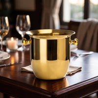 Ice Bucket Gold Ice Container Bucket with Handles Stainless Steel Beverage Chiller for Restaurant
