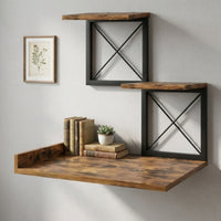 Stepped 3-Tier Display Shelf Space-Saving Desktop Display Rack Long-Lasting Tabletop Organizer with Shelves Rustic for Entryway