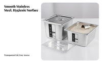 Moisture-Proof Stainless Steel Rice Bin Rust-Resistant Airtight Rice Container Large Capacity Sealed Grain Container Long-Lasting for Kitchen, Cabinet