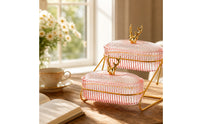 Snack Organizer with Metal Stand Gold Two-Tier Snack Bowl 2-Tier Fruit Bowl Easy to Clean Tray Sturdy for Hosts, Living Room