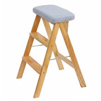 Solid Wood Construction 3-Step Wooden Stool Heavy Duty 3-Step Wooden Ladder Multi-Purpose for Homeowners, Adults, Kitchen, Garage, Stockroom