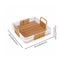 Square Wicker Basket Nordic Style Woven Tray Basket Portable Household Storage