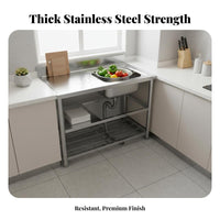 Stainless Steel Sink with Stand Heavy Duty Construction Freestanding Kitchen Sink Easy to Clean Utility Basin with Shelf for Homeowners, Outdoor, Farm