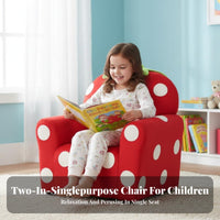 Cartoon Design Strawberry-Shaped Chair Soft Upholstery kids' Furniture Sturdy Frame Upholstered Armchair Materials for Girls, Toddlers, Parents, storytime Corner, Playroom, Bedroom, Living Room