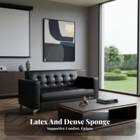 3 Pieces Genuine Leather Upholstery 3-Piece Couch and Table set Minimalist design Sofa Set Modern Design Reception Seating Business Grade for Corporate Clients, Businesses, Waiting Room, Lobby