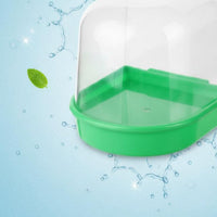 Easy to Clean Bird Enclosure Bath Container Hanging Design Parrot Bath Tray Safe Plastic Pet Accessory for Parrots, Small Birds, Budgies