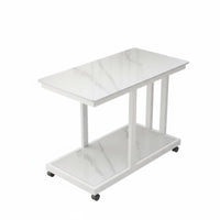 With casters Rolling C-Table Lockable Casters C-Shaped Rolling Stand Space-Saving Household Furniture Multi-Functional for Apartment Dwellers, Remote Workers, Living Room, Small Spaces, Bedroom, Home Office