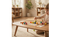 Child-Centered Wooden Ball and Cup Toy Educational Wooden Sorting Board with Cups Hand-Eye Coordination Color Matching Game for Homeschool