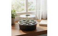3 Pieces Moisture Retention 13-Hole Tray Heat Preservation Round Seedling Tray Clear Dome Cover Covered Propagation Box Reusable for Indoor Gardening, Balcony, Greenhouse