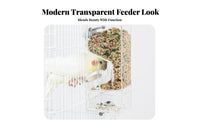 Clear Acrylic Cage Parrot Feeder Clear Automatic birds Feeder Leak-Resistant Acrylic birds Food Container for Cockatiels, Small Birds