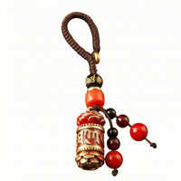 Red Enamel Engraved Charm Charm Gold-Tone Fittings Brass Charm Decorative Ornament for Car Keys, Bag, Keyring