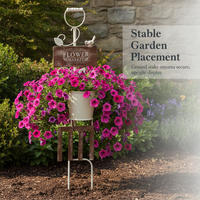 Rustic Iron Bird Planter Garden Yard Decoration