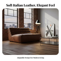 Oil Wax Finish L-Shaped Corner Sofa Retro Design Sectional Couch Minimalist design Living Room Furniture Space-Saving for Apartment Dwellers, Homeowners, People Who Entertain, Home, Lounge Area, Basement