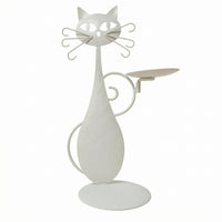 Feline Candlestick Minimalist Design Feline-Shaped Candle Holder Taper Candle Holder Sculptural Metal Craft Cutout Face