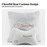 Car Headrest and Rear Pad Set All-Year Car Headrest and Rear Support Set Bone Shaped Neck Pillow Slow Recovery for Driving