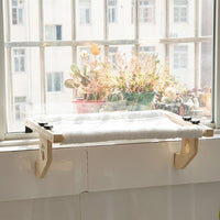 Hanging Cat Bed Window Cat Hammock, Foldable Wood Frame Indoor Perch Sturdy for Balcony, Floor Cat Bed Resting Spot