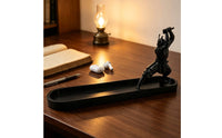 Katana-Style Incense Tray with Samurai Decorative Incense Stick Holder Black Elegant for Home Office