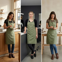 Lightweight Crossed-Back Apron Adjustable Apron with Pocket Split Hem Workwear Soft for Baristas