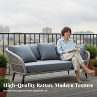 Waterproof 4-Piece Wicker Seating set Weather-Resistant Outdoor Furniture long-lasting Patio Set Comfortable paddings for Adults, Families, Homeowners, Garden, Terrace, Balcony, rearyard
